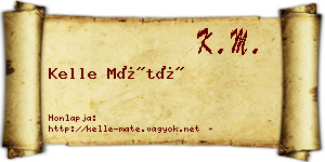 Kelle Máté névjegykártya